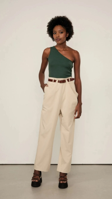 regata malha um ombro animale jeans