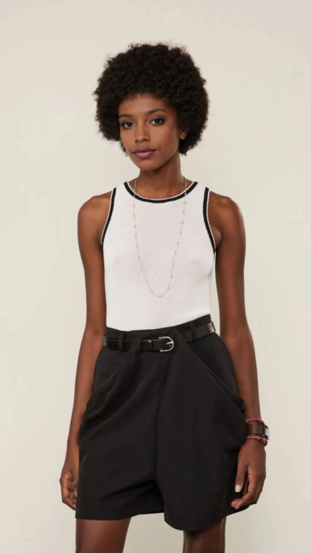 blusa tricot detalhe bicolor animale jeans