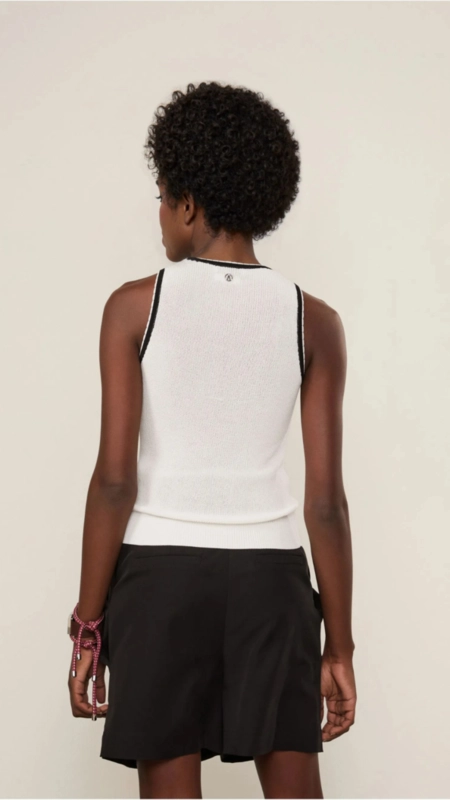 blusa tricot detalhe bicolor animale jeans