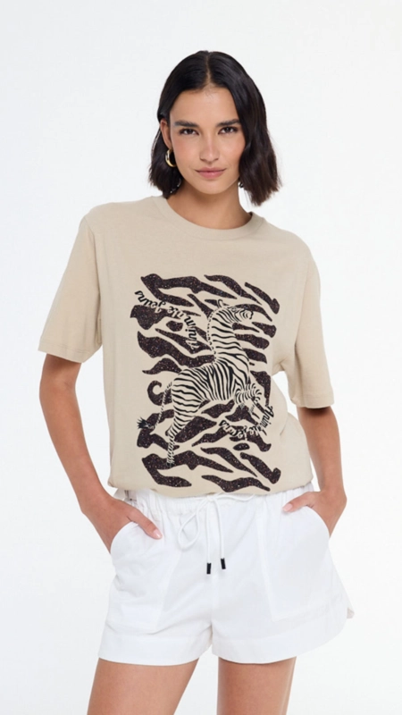 camiseta malha zebra texture animale jeans