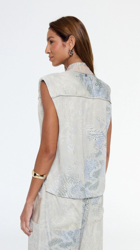 camisa est cobra wave medio e spray animale jeans