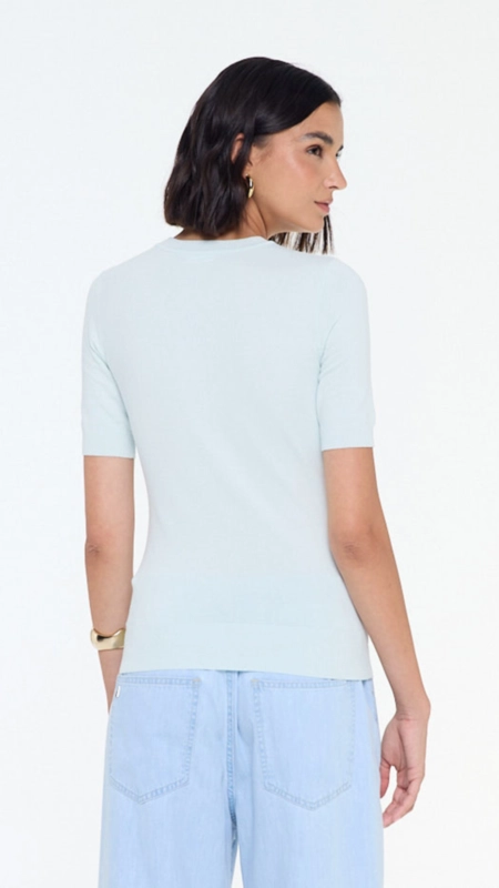 blusa tricot decote redondo animale jeans