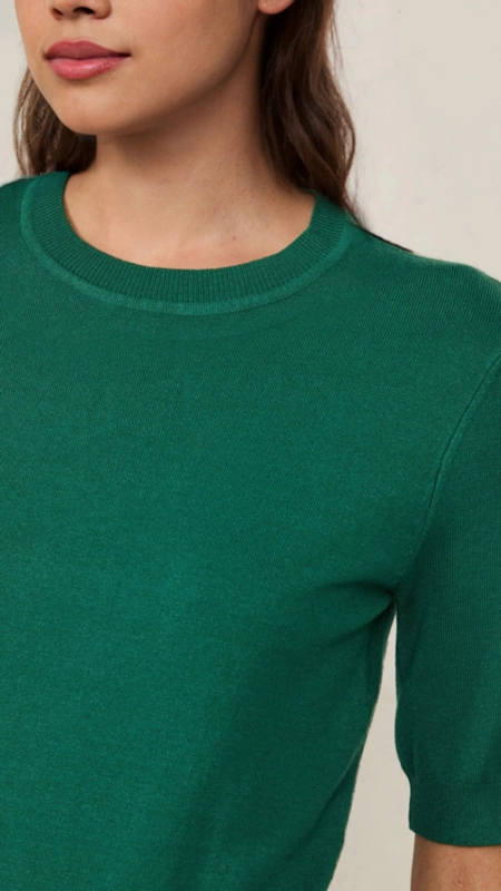 blusa tricot decote redondo animale jeans