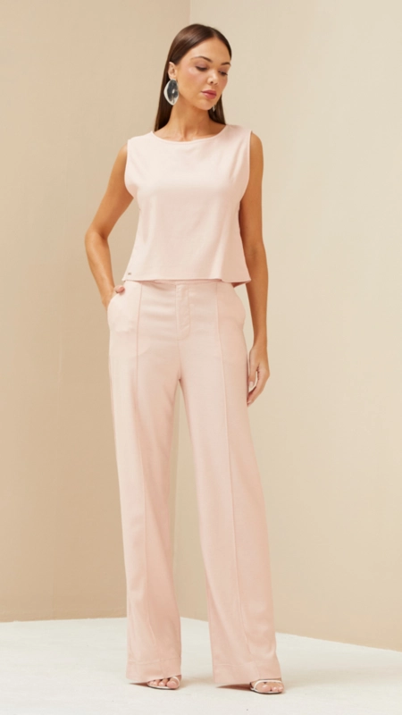 calça wide leg linho forum evelin premium