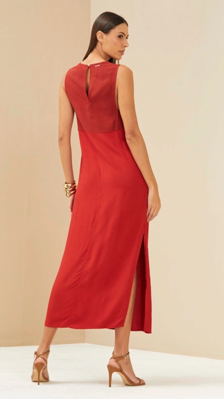 vestido midi forum detalhe linho gretha premium