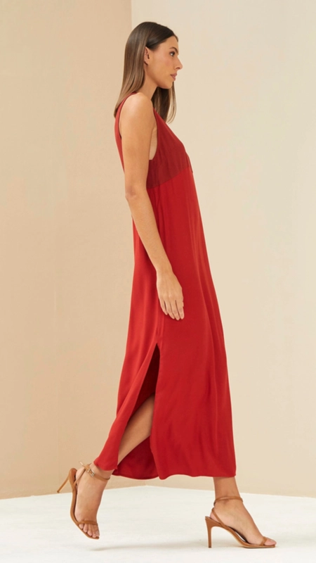 vestido midi forum detalhe linho gretha premium