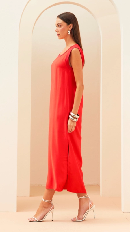 vestido midi reto forum viscose vitoria premium