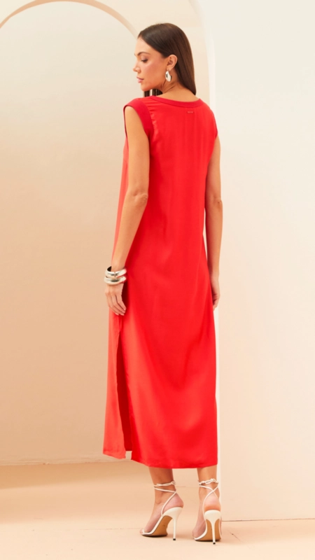 vestido midi reto forum viscose vitoria premium