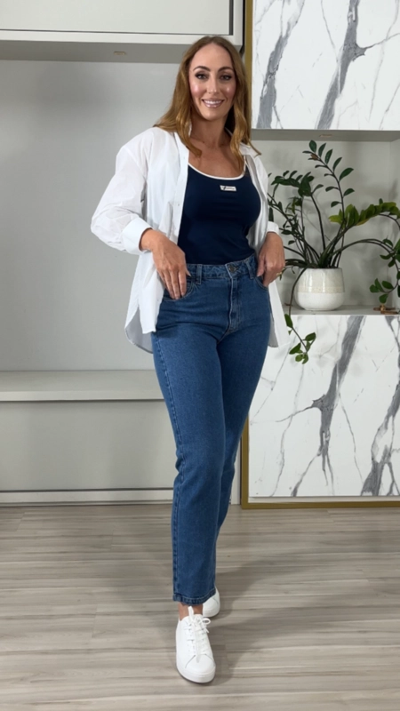 calça jeans mom forum lola