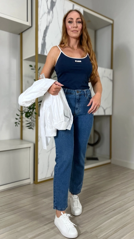 calça jeans mom forum lola