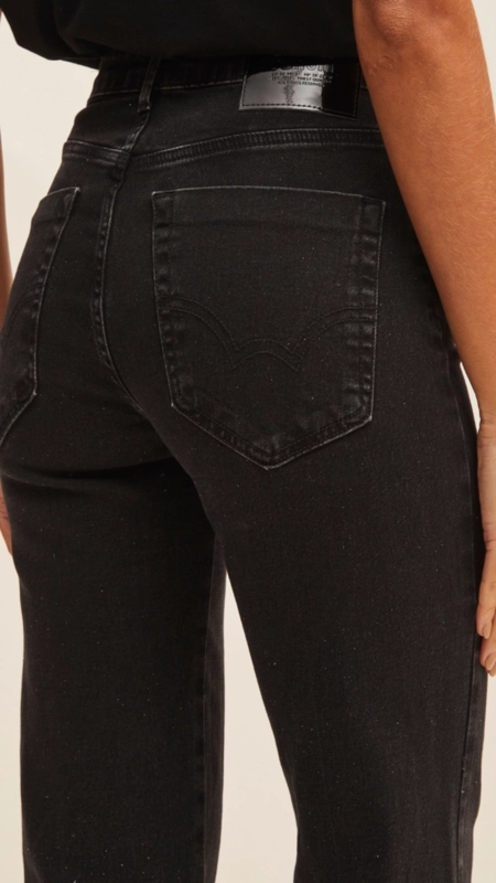 calça jeans flare forum louise com brilho