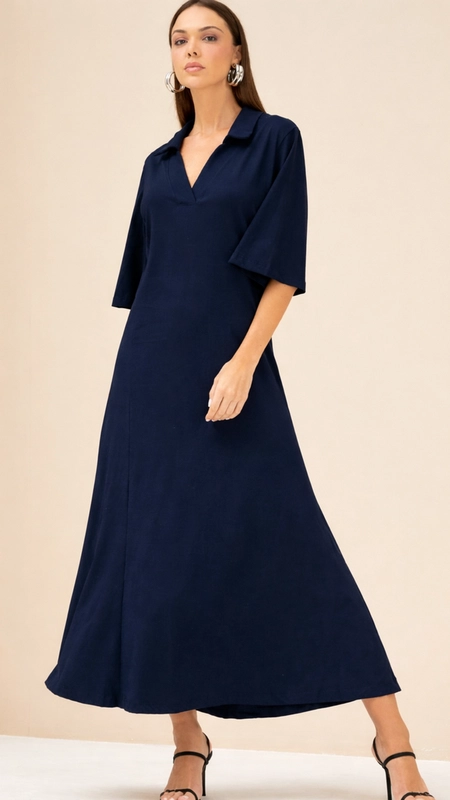 vestido midi forum evasê polo meia malha strong