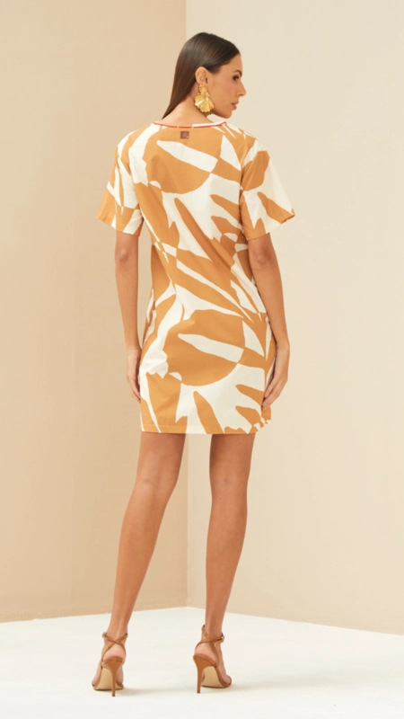vestido curto forum algodão abstract leaves