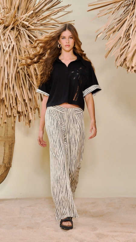calça reta stripes open