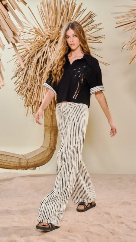 calça reta stripes open