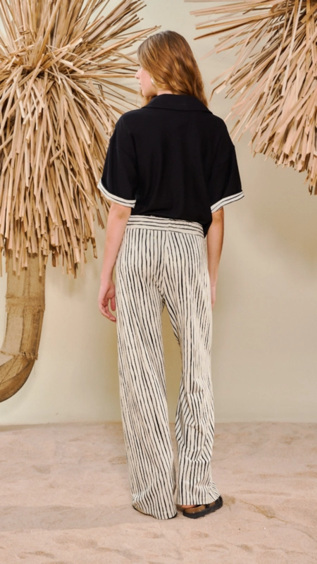 calça reta stripes open