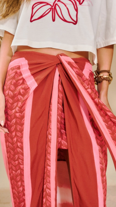 saia midi open estampada