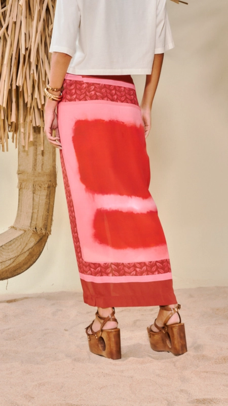 saia midi open estampada