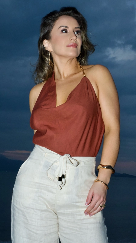 blusa linho frente única open