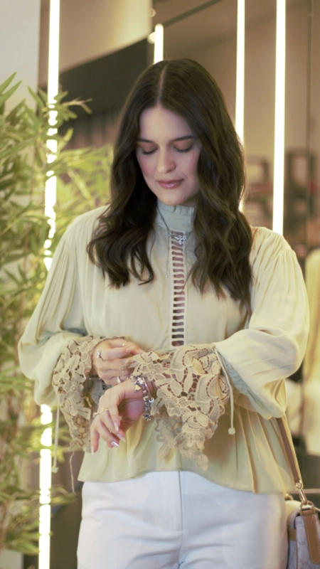 blusa punho renda guipir open