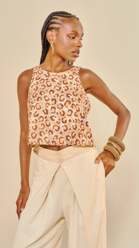 regata linho estampado open