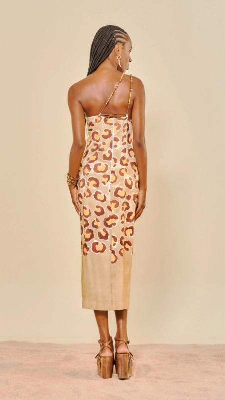 vestido midi linho savage um ombro open