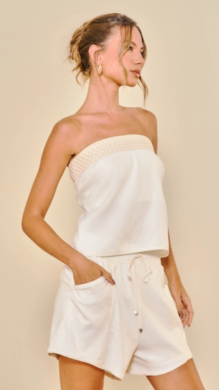 short linho open cós elástico