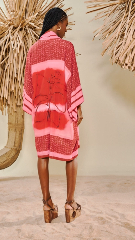 kimono estampado bordado open