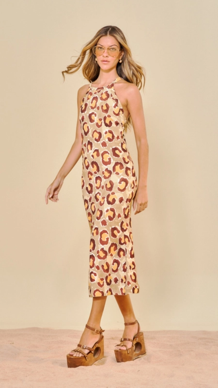 vestido midi malha savage open