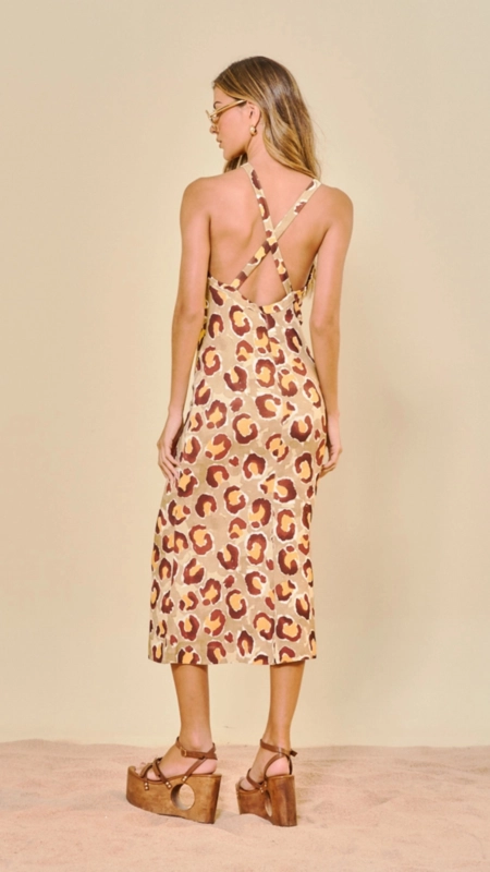 vestido midi malha savage open