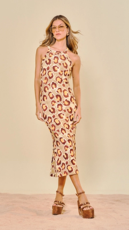 vestido midi malha savage open