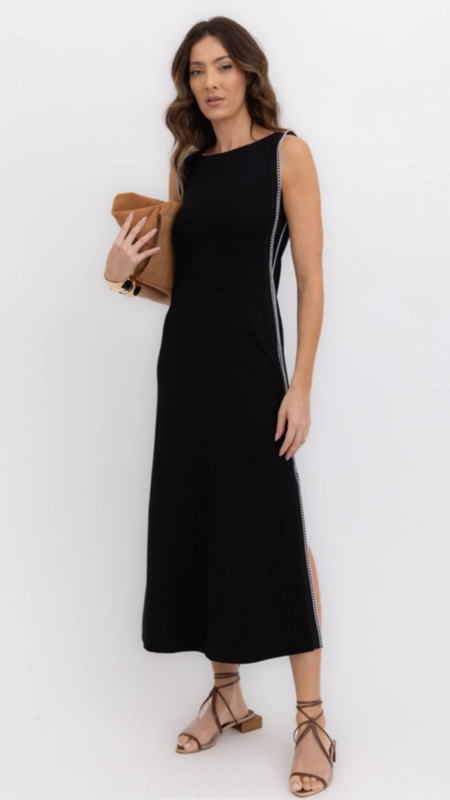 vestido midi fitt borda barroca