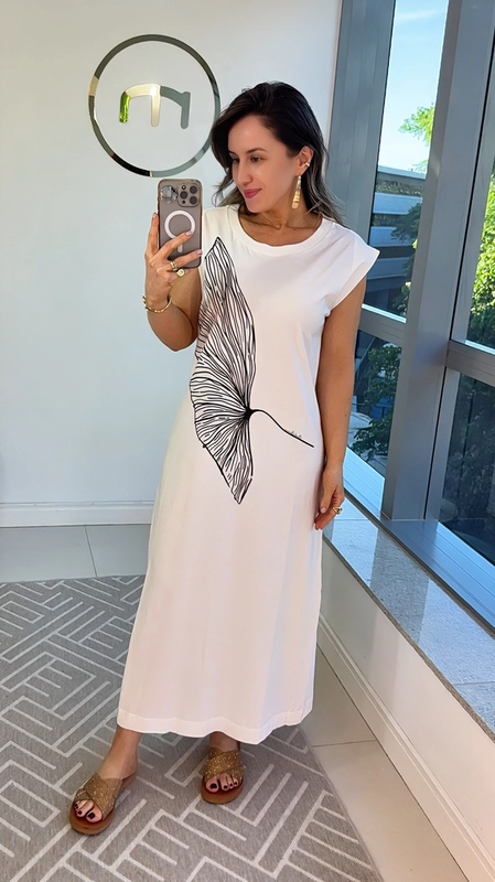 vestido maxi malha follhas carinho borda barroca