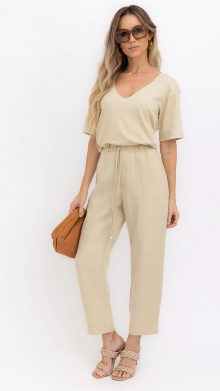 calça barrel linho 100% borda barroca