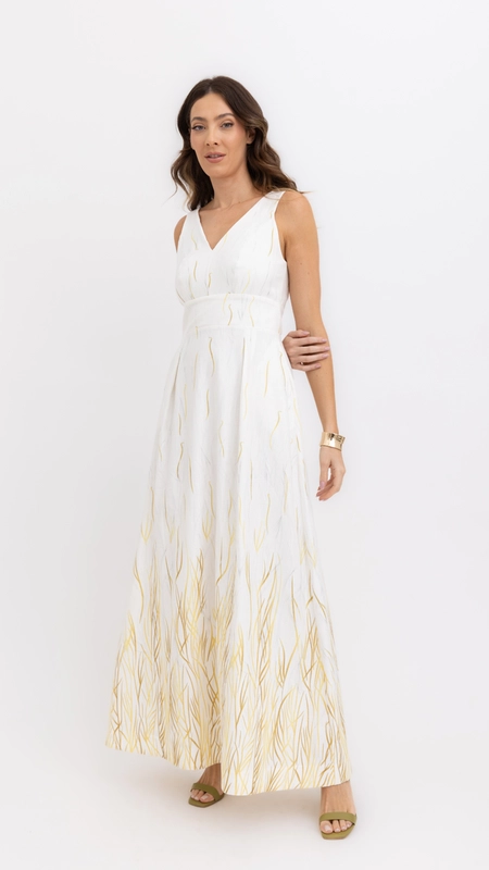 vestido longo glam borda barroca