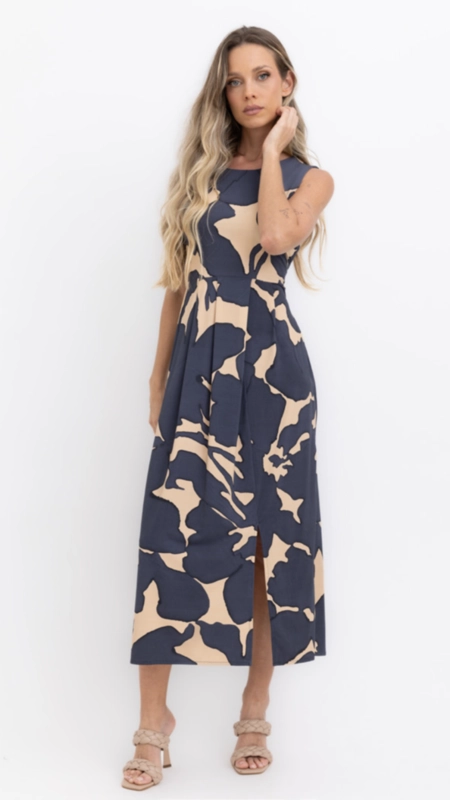 vestido midi pregas magnólia fluity borda barroca