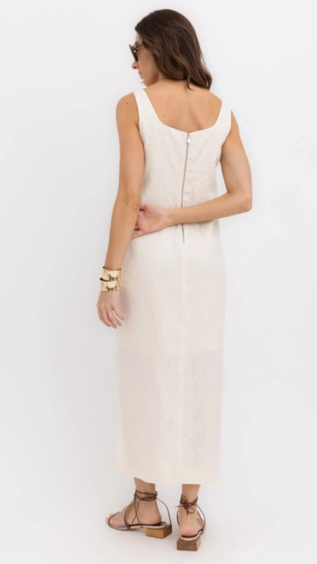 vestido midi linho 100% borda barroca