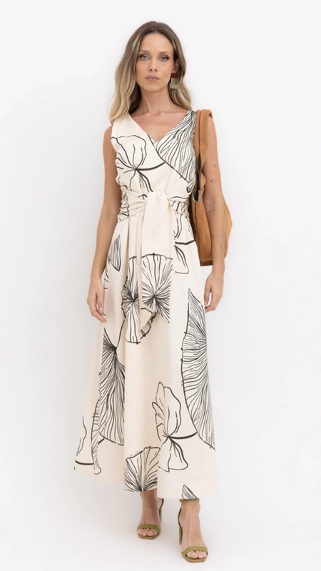 vestido alongado folhas borda barroca