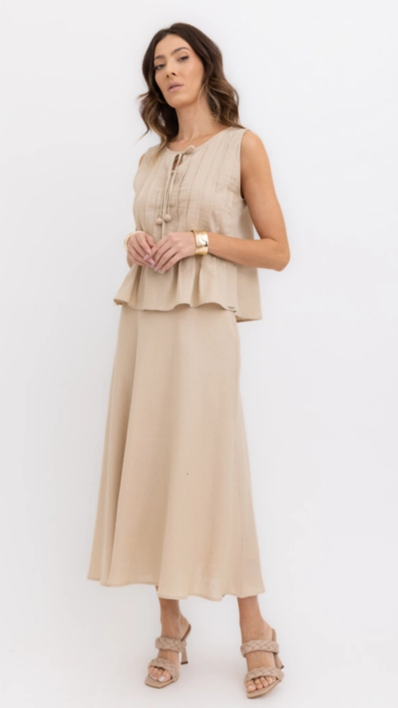 saia midi evasê cambraia borda barroca