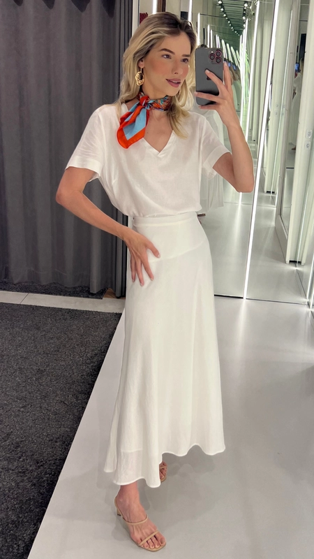 saia midi evasê cambraia borda barroca