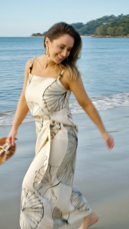 saia midi pareo folhas borda barroca