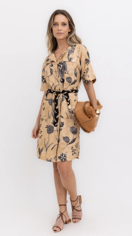 vestido chemise curto bulbos borda barroca