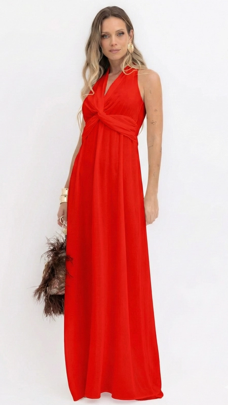 vestido longo chiffon borda barroca