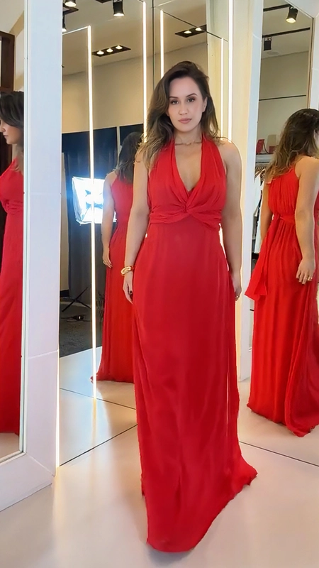 vestido longo chiffon borda barroca