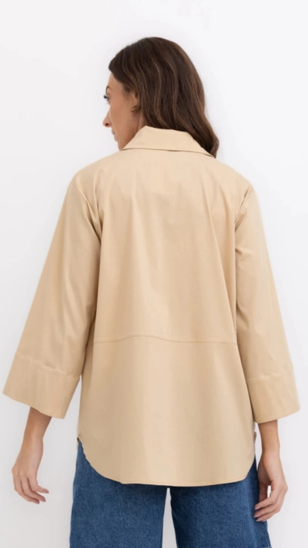 camisa tricoline over meia manga borda barroca