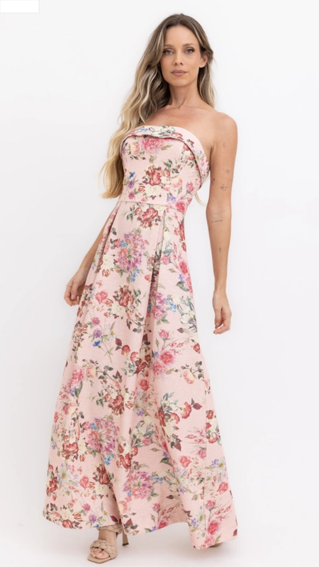 vestido alongado rosas borda barroca