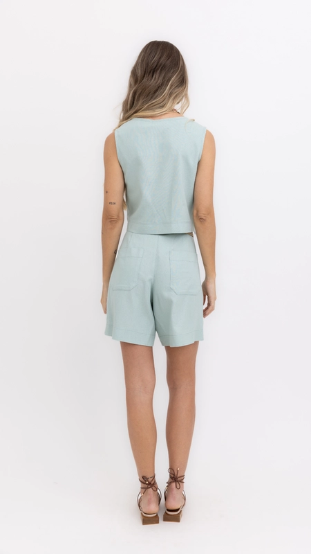 shorts washed linen borda barroca