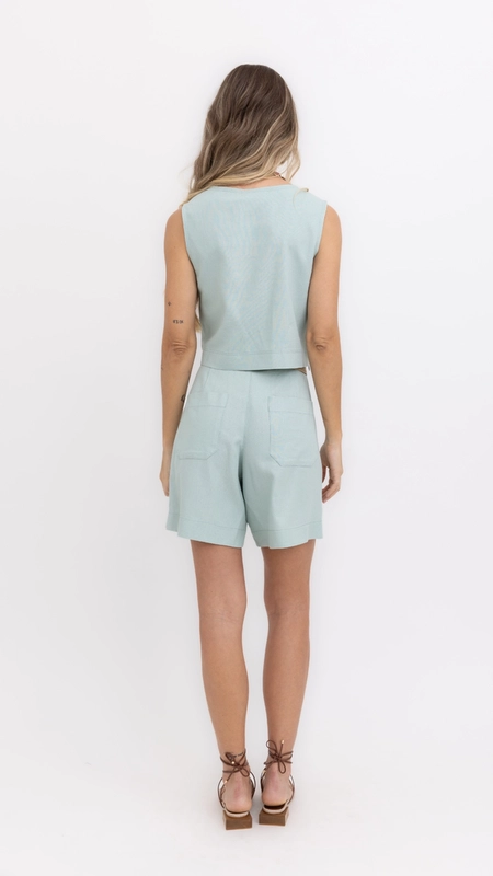 shorts washed linen borda barroca