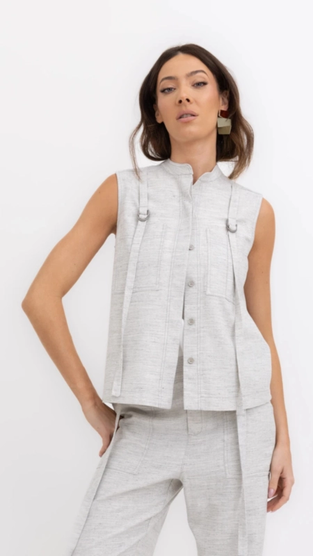 camisa sem manga fleime borda barroca