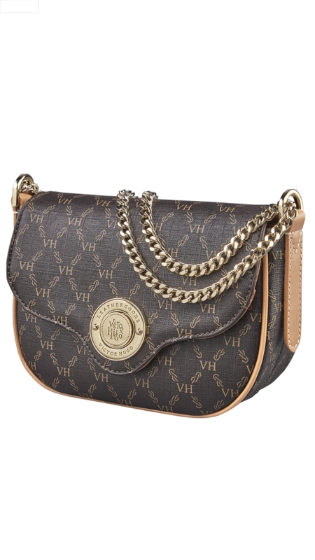 Bolsa lock baby messenger chain victor hugo elos canvas couro